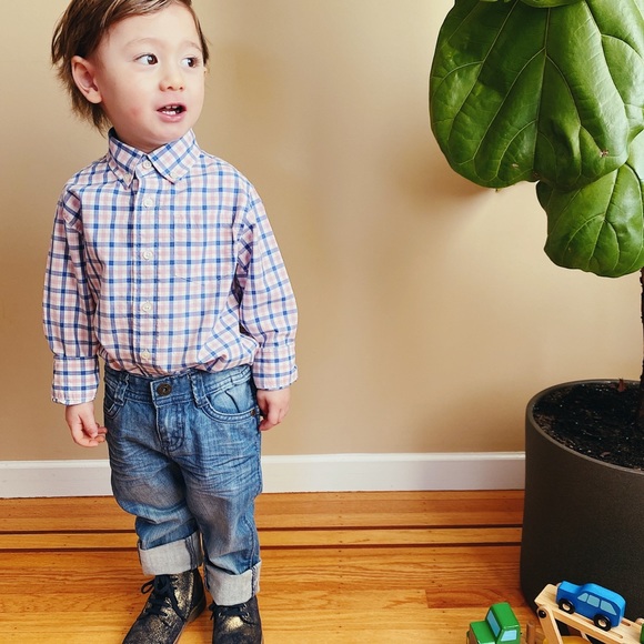 Crewcuts 3T Long Sleeve Shirt—Pink & Blue Gingham - Picture 5 of 6